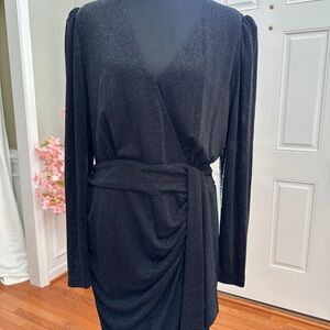 Alex Marie Black Sparkle Zip Dress